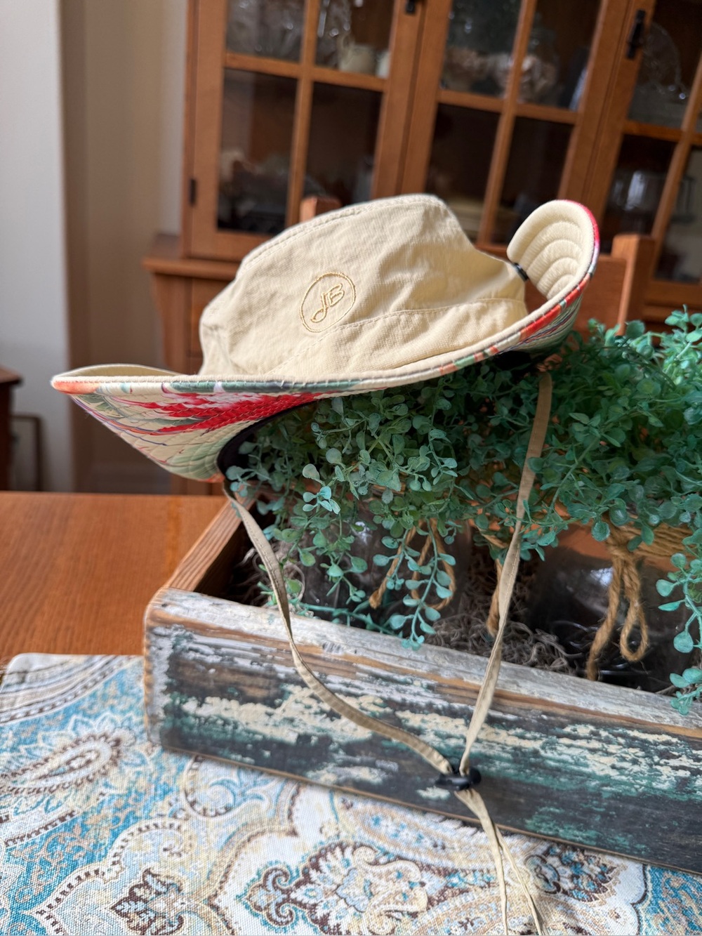 John Boy Shredneck Boonie Hat Tropical Floral Underbrim Snap Up Fishing Sun Hat